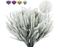 Kunstbloemen Lavendel - 8 Stuks Fluweelachtig - Realistisch En Decoratief - Voor Tuin En Tafeldecoratie - Wit