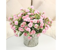 Kunstbloemen-Nepbloemen-Zijden Boeket-20lila –31cm hoog - doe-het-zelf boeket – DIY –Bruiloft-Decoratie–Extra 2m led-Roze-2stuks