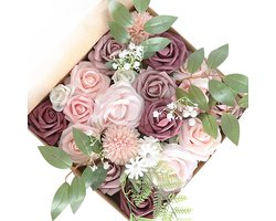 Kunstbloemen, neprozencombinatie DIY voor bloemstukken, boeketten, bruiloftdecoratie, huisdecoratie (bonenpasta roze)