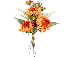 Kunstboeket Protea 43 cm boeket artisjok distel zijden bloem kunstbloem decoratie herfst bruiloft huis - herfstdecoratie nepbloem oranje kunstboeket