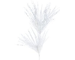 Kunstdennentak decoratieve tak wit glitter L80cm
