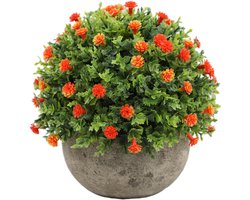Kunstgras in Pot - Kunstmatige Mini Planten voor Binnen - Decoratief Nepgroen in Pot - Topiary Struiken - Oranje