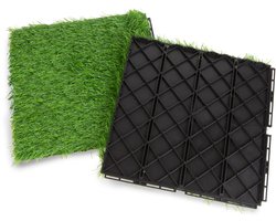 Kunstgras Kliktegel Vloer – Groen – 30 × 30 Cm – Set Van 6 Stuks (±0,5 M²) – Modulair Kliksysteem – Voor Terras, Balkon En Tuin – Weerbestendig En Onderhoudsvrij [11541]