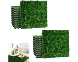 Kunstgras Tegels 30 x 30 cm voor Balkon en Terras - Weerbestendig met Drainagefunctie - Set van 22