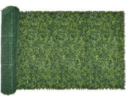 Kunstgras Wandpanelen, 101,6 X 304,9 Cm, Milanees Gras, Groen Buxuspaneel Voor Binnen- En Buitenprivacyschermen, Tuinhaag En Klimophek