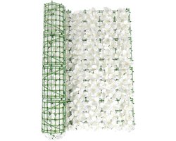 Kunsthaag - Gras Wandpaneel - 50X300CM - Kunstplanten Voor Buiten En Binnen - Kunsthagen Ivy Leaf Screening Roll Groene binnentuin Veelkleurige poorten - Uittrekbaar - Tuinscherm - Balkonscherm - White