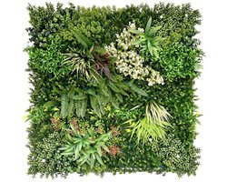 Kunsthaag wandpaneel - Mix blad C - 100x100 cm - plantenwand