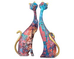 Kunsthars Kat Sculptuur Set van 2 - Creatieve Deko voor Thuis en Kantoor