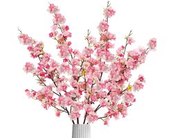 Kunstkersenbloesemtakken - Romantische decoratie - Set van 4 - Roze - 109 cm