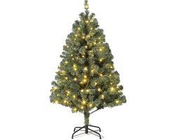 Kunstkerstboom 140 cm – 380+ takpunten – industriële PVC– met LED – inklapbare, verzwaarde metalen standaard – voor thuis en kantoor