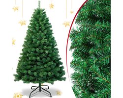 Kunstkerstboom - 150 cm - dennenboom met standaard voor kerstversiering herbruikbaar groen