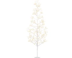 Kunstkerstboom - met 384 witte LED-lampjes - inklapbare takken - PP en staal - Ø20x180 cm - wit