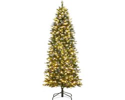 Kunstkerstboom - PVC - 230 cm - met 400 warmwitte LED verlichting - 860 Takken - Groen - inklapbare metalen standaard