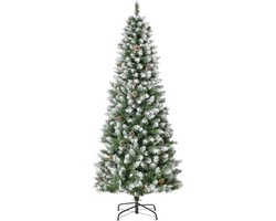 Kunstkerstboom - WinterWonder - Met kunstsneeuw – Inklapbare standaard - Groen&wit