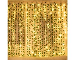 Kunstklimop Slinger Met 200 LED-Lampen - Hangende Kunstmatige Klimop - Sfeervolle Verlichting Voor Bruiloft - Feest - Tuin - Balkon - Set Van 12 Stuks