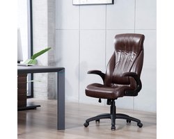 Kunstlederen Computerstoel, Ergonomische Bureaustoel, Duurzame Directiestoel 360 Graden Draaibaar (Bruin)