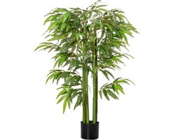 Kunstmatige bamboeplant - 140 cm - met pot - nep groene plant - kamerdecoratie