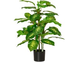 Kunstmatige Dieffenbachia in Pot – Realistische Kamerplant van 95 cm, Onderhoudsvrij & Inclusief Zwarte Kweekpot