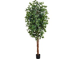 Kunstmatige Ficusboom - Nepboom Plant - Woonkamer Decoratie - Levensechte Bladeren - 213 cm Hoog - Groen
