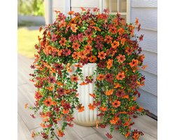 Kunstmatige herfstbloemen, perfect voor herfstdecoratie buitenshuis. Set van 2, UV-bestendig, realistisch uiterlijk, gemaakt van zijde. Geschikt voor gebruik buitenshuis, op de veranda, het terras, de binnenplaats, het balkon en andere bloempotten.