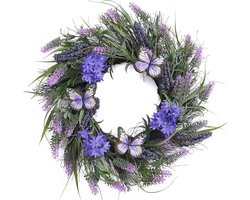 Kunstmatige Lavendel Bloemkrans voor Home Decoratie en Feestjes - Ø 45cm - Lente Decoratie - Deurkrans voor Bruiloften - Meerdere Stuks - Moederdag Cadeau