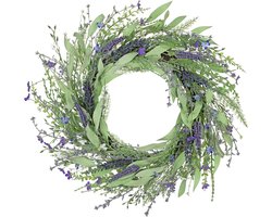 Kunstmatige Lavendel Krans 60 cm - Decoratieve Woondecoratie voor Voordeur Voorjaar Zomer