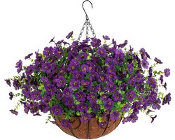 Kunstmatige nep hangende planten bloemen met mand buitendecoratie faux zijde Dasiy bloemstukken in pot plantenbak voor veranda huis indoor patio tuin tuin decoratie
