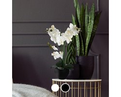 Kunstmatige orchidee met keramische vaas H53cm - Kunststof - Zwart - Zwart - SILUMEN