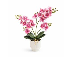 Kunstmatige Phalaenopsis-potten - Kunstmatige orchideeën - Kunstplanten - Geschikt als decoratie voor op tafels in huis, op kantoor, in de slaapkamer en in de woonkamer, en als potplantdecoratie - Roze