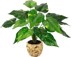 Kunstmatige pothosplant in mand pothos plant gouden klimop kamerplant kunst decoratie zijden bloem real touch groene kunstplant kunstbloem bladplant decoratieve plant groene plant bush aronsteen