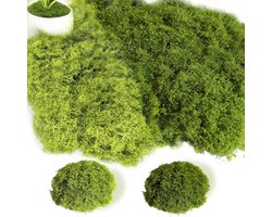 Kunstmos voor knutselen en decoreren in donkergroen en lichtgroen, ideaal voor modelbouw, miniatuurtuin en kerstdecoratie