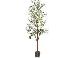 Kunstolijfboom - 150 Cm Hoog - Levensechte Kunstplant Voor Binnen En Buiten - Moderne Decoratie Voor Woonkamer - Kantoor - Balkon - Groot Formaat - Stijlvol Housewarming Cadeau