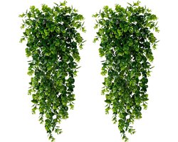 Kunstplant - 2 Stuks - Kunstmatige hangplant - Nepplanten - Kunstplanten Hangend - Nep planten - Tuindecoratie - UV-bestendige - Windeplanten - Onderhoudsvrij - Voor hek binnen buiten tuin veranda dakrand bruiloft muur decor