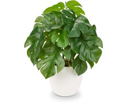 Kunstplant 28 cm In Pot - Monstera Nepplant Voor Binnen - Decoratieve Plant Voor Huis-En Kantoor-Tafel-En Bureaudecoratie