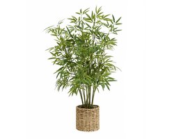 Kunstplant Bamboe – 100 cm Hoog – Onderhoudsvrije Nepplant met Realistische Groene Bladeren – Decoratieve Kunstplant voor Woonkamer, Hal, Kantoor, Balkon & Overkapping – Groen