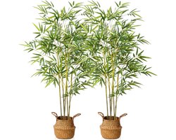 Kunstplant Bamboe Groot 140 Cm - Kunstboom Kunstplanten In Pot - Voor Decoratieve Woonkamer-Woning-Balkon-Kantoor - 2 Stuks