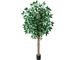 Kunstplant Ficus 150cm Kunstplanten Zoals Echt met Stam Van Natuurlijk Hout Kunstboom Voor Woonkamer Slaapkamer Kantoor Decoratie
