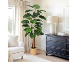 Kunstplant in pot, grote sierplant voor de woonkamer, met pot, groene sierpalm, Kunstplanten voor binnen en buiten 183 cm