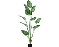 Kunstplanten 180 cm Hoog - Kunstplanten - Gesimuleerde Ravenala Met PE Boomstam & Plastic Bloempot - Plastic Groenblijvende Kamerplanten - Groene Set Voor Huisdecoratie (L) NAIZY