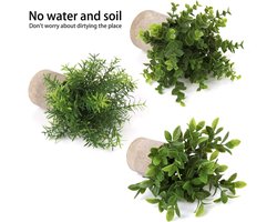 Kunstplanten in pot, kunstplanten, klein als echt, 3 stuks, bureauplanten, kunstplanten, mini voor tafeldecoratie huis, balkon, kantoor, decoratie
