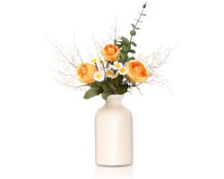 Kunstplanten met Vaas - Hortensia Boeket in Vaas, Bloemen Decoratie voor Tafel, Woonkamer, Slaapkamer, Bruiloft, Thuis Cadeau
