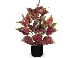 Kunstplanten voor Binnen met Pot 43cm - Faux Perilla Planten voor Decoratie in Woonkamer, Badkamer en Kantoor, Ideaal voor Tafels en Planken