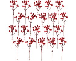 Kunstrode Bessen - Decoratie - Set van 20 - Levendig en Hoogwaardige Kwaliteit