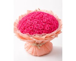 Kunstrozen Boeket XXL–200 Geurende Felroze Rozen Voor Vaderdag – Luxe Zijden Bloemen Decoratie LA ROSELLE AMSTERDAM