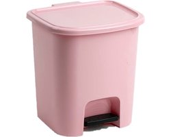 Kunststof afvalemmers/vuilnisemmers/pedaalemmers in het roze van 7.5 liter met deksel en pedaal 24 x 22 x 25.5 cm