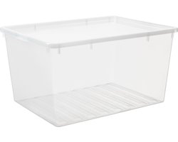 Kunststof bak met deksel Basic Box Plast Team 134L/77.8x40.2x57.4c transparant