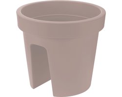 Kunststof balkon plantenpot/bloempot taupe 28 x 25 cm - Reling/hang plantenpotten/bloempotten