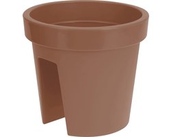 Kunststof balkon plantenpot/bloempot - terracotta - 28 x 25 cm - Reling/hang plantenpotten/bloempotten