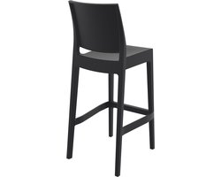 Kunststof barkruk Maya met Rugleuning - Stapelbaar - Zwart - 4 stuks