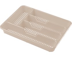 Kunststof bestekbak/bestekhouders 5-vaks taupe - 34 x 25 x 4 cm - Keuken lades opbergers - vakverdelingen